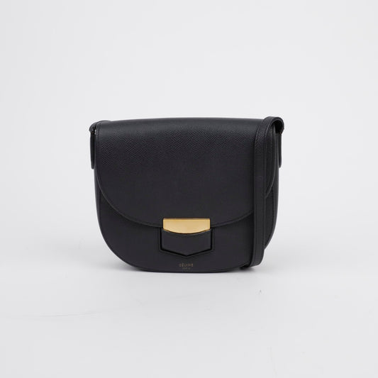 CELINE Trotter Small Grained Calfskin Schultertasche Schwarz 156057142