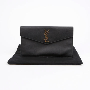 Saint Laurent Uptown Black Envelope Pouch with Gold Hardware 157027493