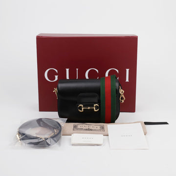Gucci Horsebit 1955 Mini Leather Shoulder Bag Black 156189311