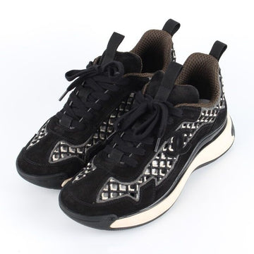 CHANEL Mixed Fiber Suede Sneakers Schwarz Khaki 38.5 157118947