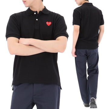 COMME DES GARCONS ハートパッチポロTシャツ AX T006 BLACK 157119232