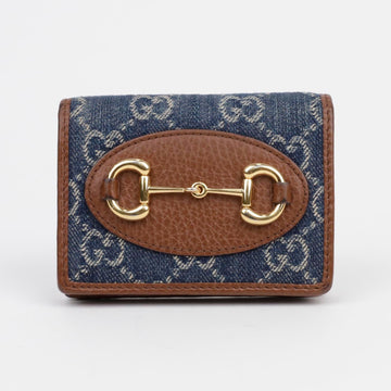 GUCCI Horsebit 1955 GG Supreme Denim Kartenetui Dunkelblau 156509456 [P]