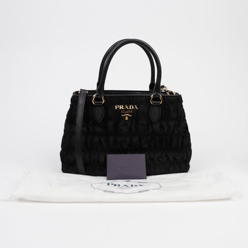 Prada Tesuto Gofer Tote Shoulder Bag Black 156517081