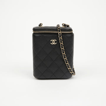 CHANEL Klassische Cavier Vanity Gold Schwarze Mini Umhängetasche 156729628