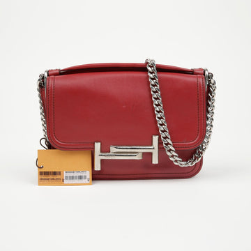 TODS レザー チェーン クロスバッグ レッド 156515831