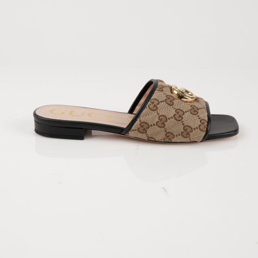 GUCCI Jolie Matelassé Slide Canvas Damen Sandalen Braun 156720424