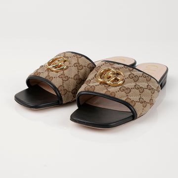 Gucci GG Jolly Matelassé Slide Canvas Women's Sandals Brown 156720424