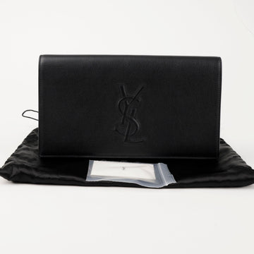 SAINT LAURENT Leder-Clutch Schwarz 156974824