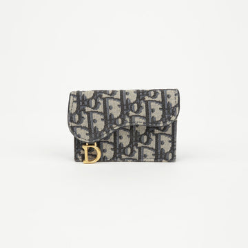 DIOR Saddle Flap Kartenhalter Blau Oblique Jacquard 156729615