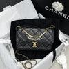 CHANEL Pearl Logo Chain Flap Bag Black Gold AS5011 157120839 [P]