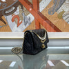 CHANEL Pearl Logo Chain Flap Bag Black Gold AS5011 157120839 [P]