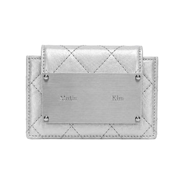 Matin Kim Quilted Accordion Card Wallet Silver MK2500WL005V 155528159