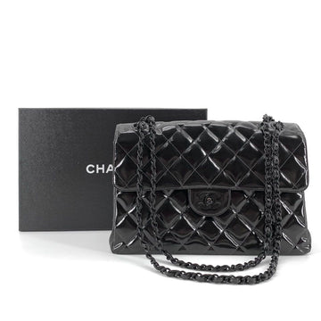 CHANEL Patent Classic Double-Sided Black Flap Shoulder Bag 157121049