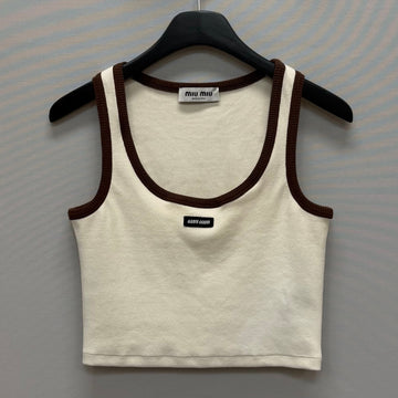 Miu Miu Ribbed Logo Crop Tank Top (44) 157121166