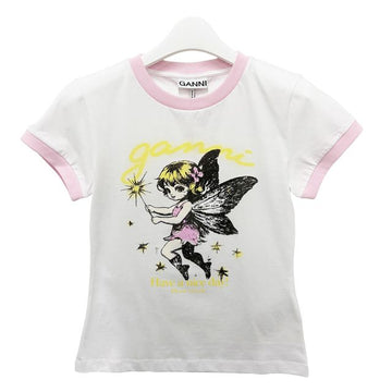 GANNI Fairy Print T-Shirt mit Logo in Hellweiß (A1050144 151) 157128762
