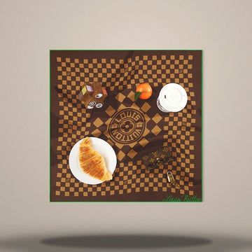 LOUIS VUITTON Parisian Breakfast Bandana Braun M97240 157144602