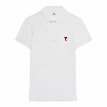 AMI Kettenstich Herz Logo Loopback Bio-Baumwolle Polo-T-Shirt 157145952