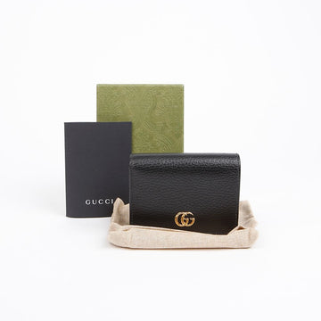 Gucci GG Marmont Leather Card Case Wallet Black Gold 156721060