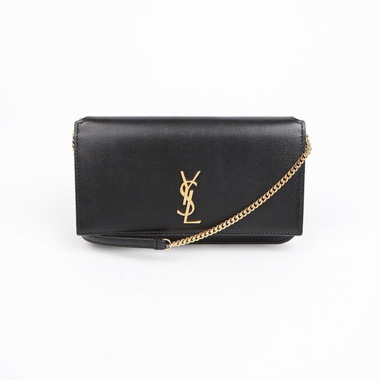 Saint Laurent Leather Monogram Phone Holder Shoulder Bag Black Gold 156978489