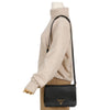 Prada Dino Leather Metal Logo Shoulder Bag Black Gold 157090805 [P]