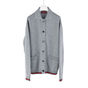 GUCCI Webdetail Oversized Wollgrau Cardigan XS 37321-1 157161678
