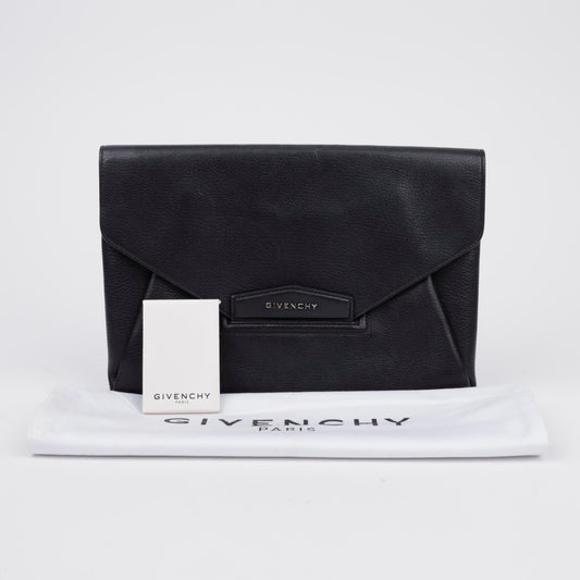 Givenchy Antigona Leather Envelope Clutch Black 157091259 [P]