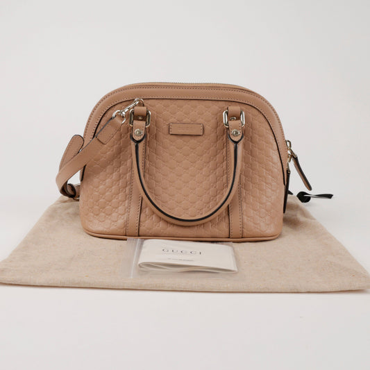 Gucci Microshima Leather Mini Dome Top Handle Shoulder Bag Beige 156729723 [P]