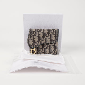 DIOR Oblique Jacquard Sattel Lotus Geldbörse Blau 156969011