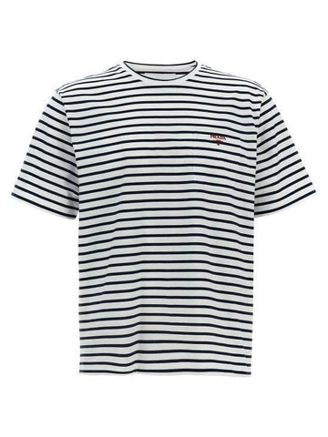 PRADA ストライプ コットン Tシャツ 25SS 1045 F0UB0 142785778