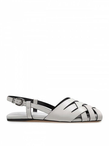 Michael Kors Women's Flat Sandals in White Intertwined Leather 149121648