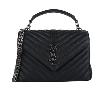 Saint Laurent Chevron College Medium Silver Shoulder Bag 37327Y-2 157165633