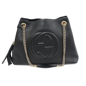 Gucci Black Leather Gold-tone Soho Tassel Shoulder Bag 536196 157169122