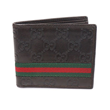 GUCCI WEB Geldbörse aus braunem Sima-Leder 138042 157169181