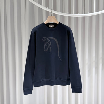 HERMES Hochwertiger Sweatshirt mit Lederpatch in Navy L 157172849