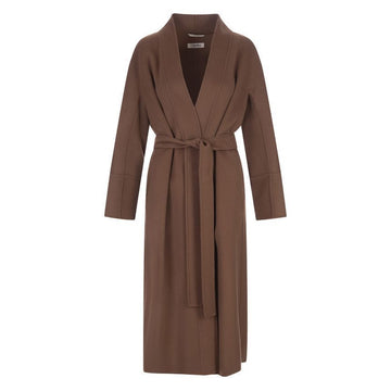 MAXMARA ベルテッドウールコート ブラウン 2390160839 095 57884992