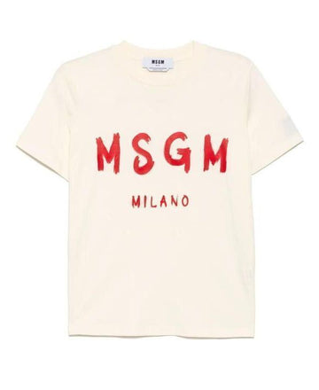 MSGM ブラシドロゴディテールTシャツ 152204919
