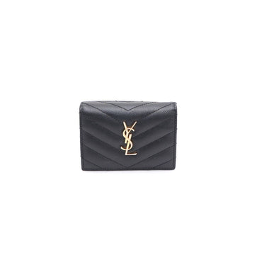 Saint Laurent Compact Card Holder with Monogram in Gold 530841 157194586