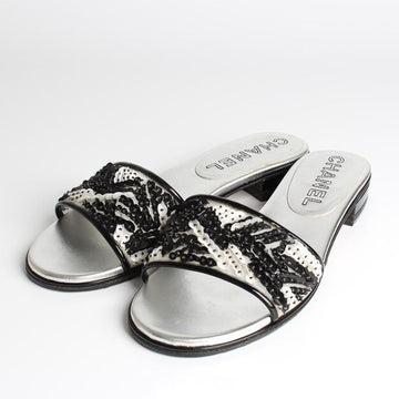 CHANEL Sequin Sandal Slippers 37.5(245) 157202042