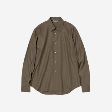 Auralee Washed FINX Twill Shirt Brown 152201947