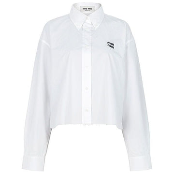 Miu Miu White Poplin Crop Shirt 157202422
