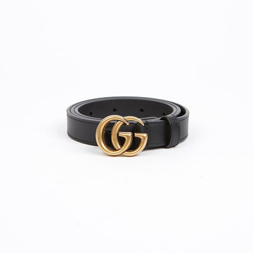 GUCCI Gürtel mit GG-Schnalle in Schwarz und antikem Messing 156930207