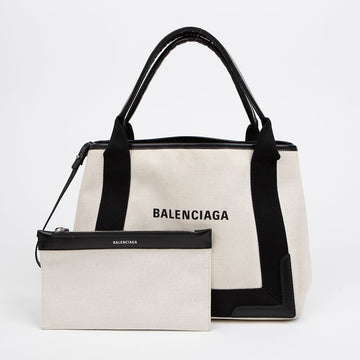 Balenciaga Small Cabas Tote Bag Ivory Black 156934748