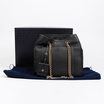 PRADA Vitello Dino Ketten Schultertasche Schwarz 156935416