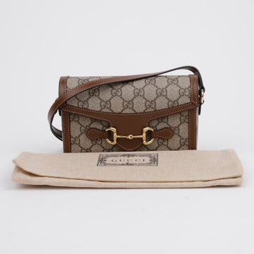 Gucci Horsebit 1955 GG Supreme Mini Shoulder Bag Brown 156972490