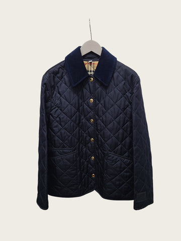 BURBERRY ミッドナイトブルー コーデュロイ カラーダイヤモンドキルティングジャケット 157203635