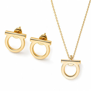 Salvatore Ferragamo Gancini Earring & Necklace Set 76-0119, 76-0133 157204037