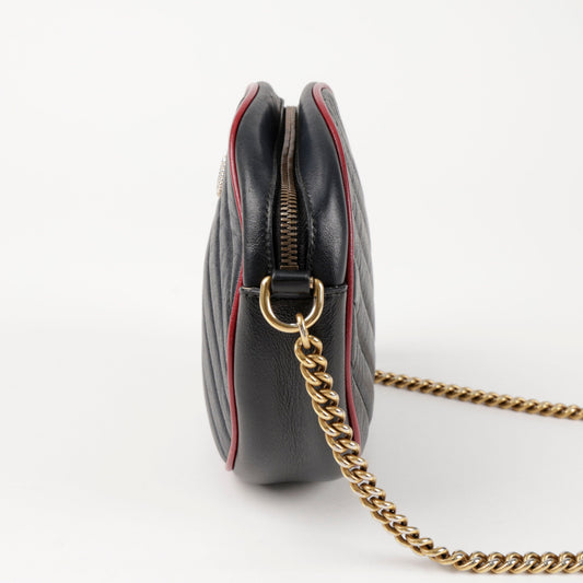 GUCCI ミニラウンドクロスバッグ ブラック レッド 157116221 [P]