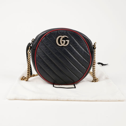 GUCCI ミニラウンドクロスバッグ ブラック レッド 157116221 [P]