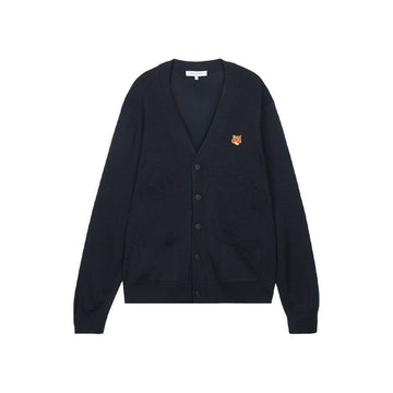 Maison Kitsune Men's Foxhead Merino Cardigan Navy PM00501KT1181-0413 153191764 [P]
