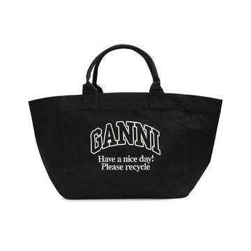Ganni Women's Shopper XXL Contrasted Logo Tote Bag Phantom A6680-252 137983521